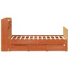 Lit bibliothèque sans matelas cire marron 150x200 cm pin massif 