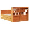 Lit bibliothèque sans matelas cire marron 150x200 cm pin massif 