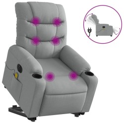 Fauteuil inclinable de massage électrique Gris clair Tissu 