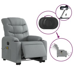 Fauteuil inclinable de massage électrique Gris clair Tissu 