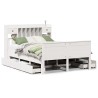 Lit bibliothèque sans matelas blanc 150x200 cm bois pin massif 
