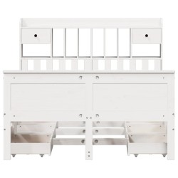 Lit bibliothèque sans matelas blanc 150x200 cm bois pin massif 