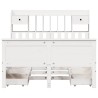 Lit bibliothèque sans matelas blanc 150x200 cm bois pin massif 