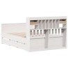 Lit bibliothèque sans matelas blanc 150x200 cm bois pin massif 