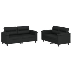 Ensemble de canapés 2 pcs avec coussins Noir Similicuir 
