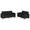 Ensemble de canapés 2 pcs avec coussins Noir Similicuir 