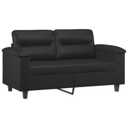 Ensemble de canapés 2 pcs avec coussins Noir Similicuir 