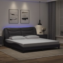 Cadre de lit avec LED sans matelas gris 180x200 cm 