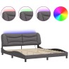 Cadre de lit avec LED sans matelas gris 180x200 cm 