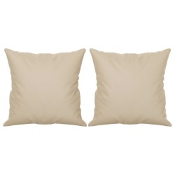 Canapé 3 places avec oreillers crème 180 cm tissu microfibre 