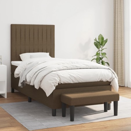 Sommier à lattes de lit avec matelas Marron foncé 100x200 cm 