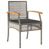 Ensemble à manger jardin 4pcs et coussins Gris Résine tressée 