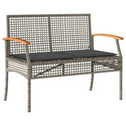 Ensemble à manger jardin 4pcs et coussins Gris Résine tressée 
