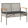 Ensemble à manger jardin 4pcs et coussins Gris Résine tressée 