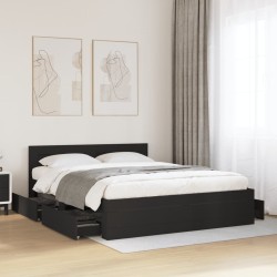 Cadre de lit avec tête de lit sans matelas noir 160x200 cm 