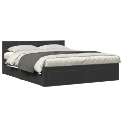 Cadre de lit avec tête de lit sans matelas noir 160x200 cm 