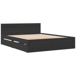 Cadre de lit avec tête de lit sans matelas noir 160x200 cm 