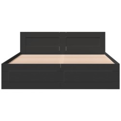 Cadre de lit avec tête de lit sans matelas noir 160x200 cm 