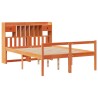 Lit bibliothèque sans matelas cire marron 150x200 cm pin massif 
