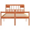 Lit bibliothèque sans matelas cire marron 150x200 cm pin massif 