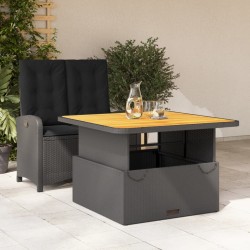 Ensemble à manger de jardin coussins 2pcs noir résine tressée 
