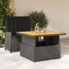Ensemble à manger de jardin coussins 2pcs noir résine tressée 