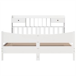Cadre de lit sans matelas blanc 180x200 cm bois massif de pin 