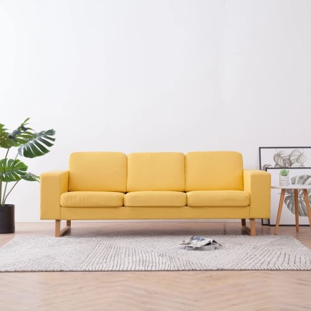 Canapé à 3 places tissu jaune 