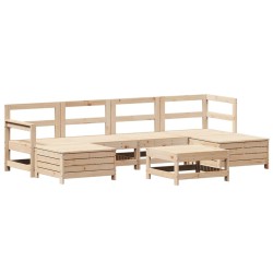 Salon de jardin 7 pcs bois de pin massif 