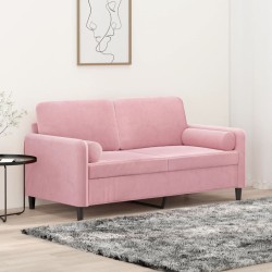Canapé 2 places avec oreillers décoratifs rose 140 cm velours 
