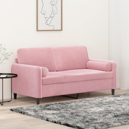 Canapé 2 places avec oreillers décoratifs rose 140 cm velours 