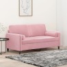 Canapé 2 places avec oreillers décoratifs rose 140 cm velours 