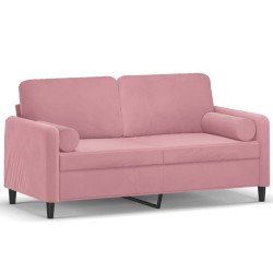 Canapé 2 places avec oreillers décoratifs rose 140 cm velours 