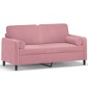 Canapé 2 places avec oreillers décoratifs rose 140 cm velours 