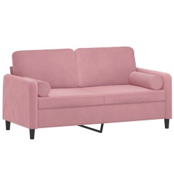 Canapé 2 places avec oreillers décoratifs rose 140 cm velours 