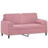 Canapé 2 places avec oreillers décoratifs rose 140 cm velours 
