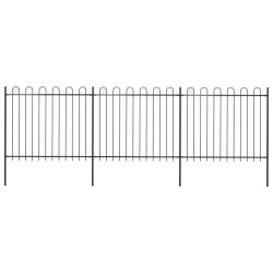 Clôture de jardin avec dessus en cerceau Acier 5,1 x 1,5 m Noir 