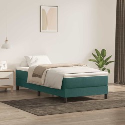 Sommier à lattes de lit et matelas vert foncé 100x210cm velours 