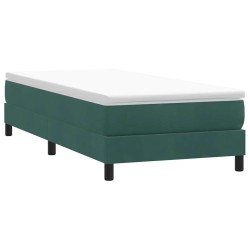 Sommier à lattes de lit et matelas vert foncé 100x210cm velours 
