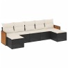 Salon de jardin 7 pcs avec coussins noir résine tressée 