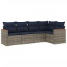Salon de jardin 5 pcs avec coussins gris résine tressée 