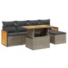 Salon de jardin 6 pcs avec coussins gris résine tressée 