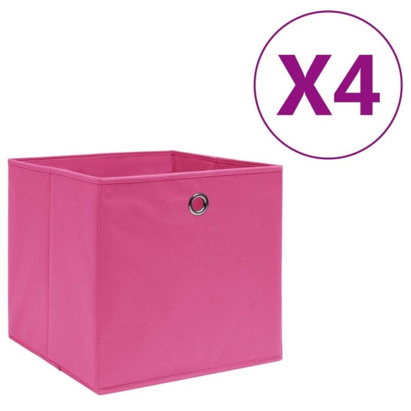 Boîtes de rangement 4 pcs Tissu intissé 28x28x28 cm Rose Boîtes de rangement 4 pcs Tissu intissé 28x28x28 cm Rose