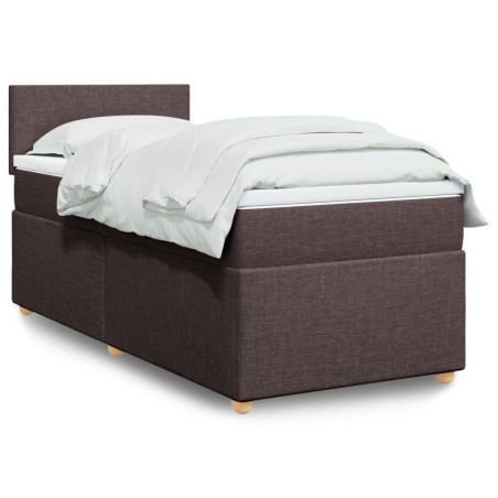 Sommier à lattes de lit avec matelas Marron foncé 100x200 cm 