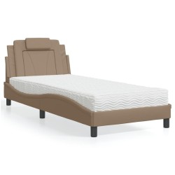 Lit avec matelas cappuccino 90x190 cm similicuir 