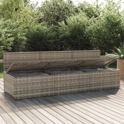 Canapé de jardin 3 places avec coussins Gris Résine tressée 