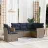 Salon de jardin 5 pcs avec coussins gris résine tressée 