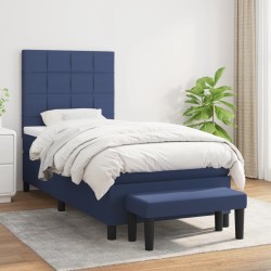 Sommier à lattes de lit avec matelas Bleu 90x200 cm Tissu 