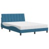 Lit avec matelas bleu 120x200 cm velours 