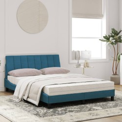 Lit avec matelas bleu 120x200 cm velours 